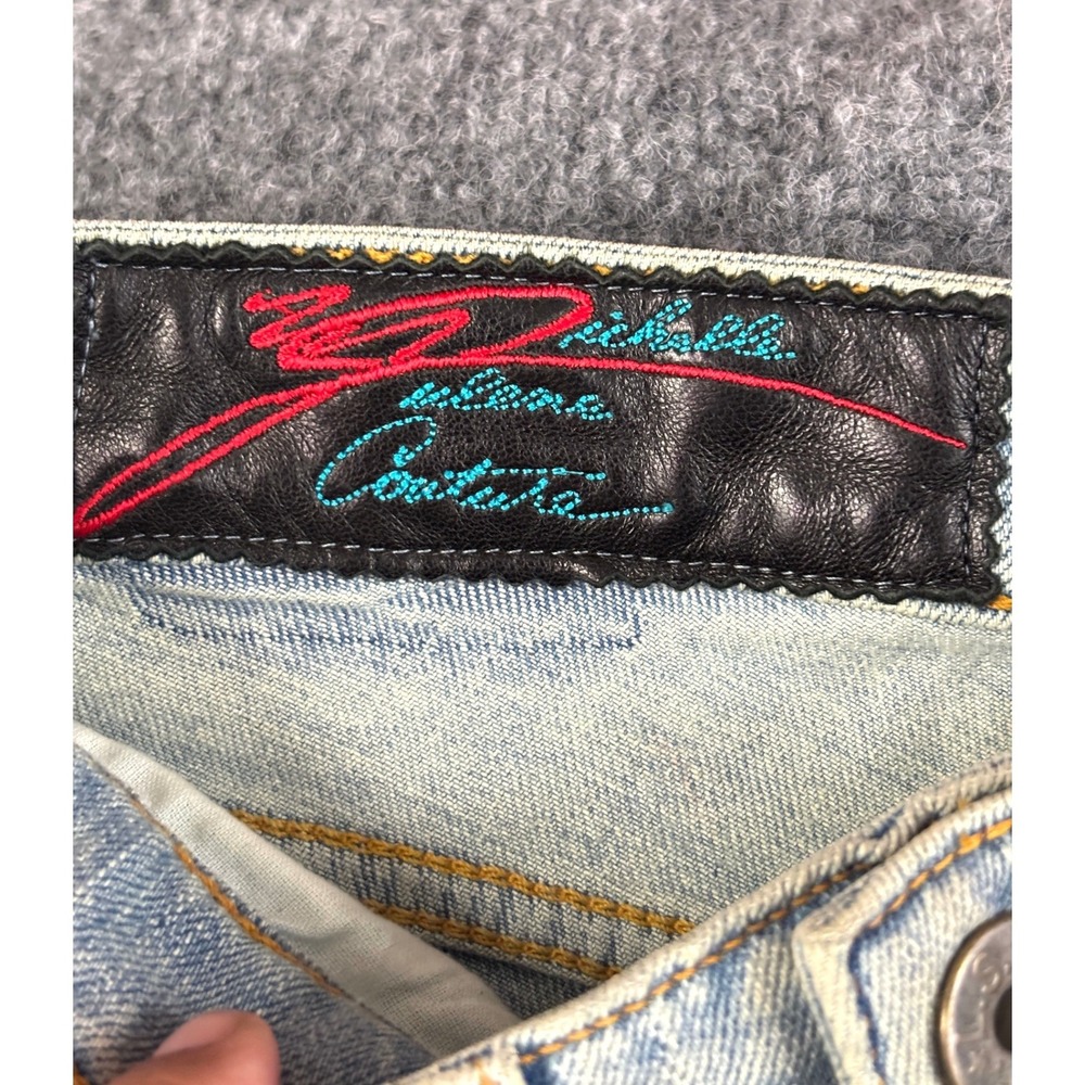 Michelle Julene Couture Upcycled Denim Jeans Leather Applique Western 26 - Picture 3 of 16